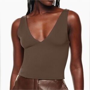 Aritzia Babaton Brown V-Neck Tank Top